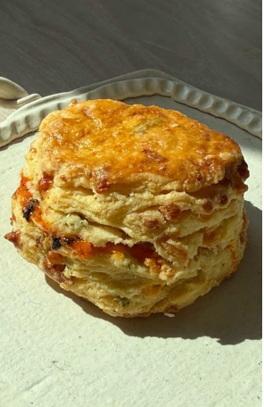 petitdough.nyc - Cheddar and Scallion Scone with Gochujang Honey Butter