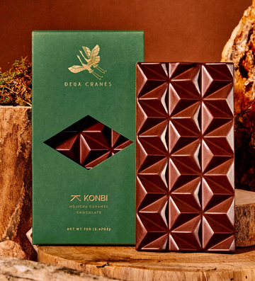 Deux Cranes - Hojicha Caramel Milk Chocolate Bar
