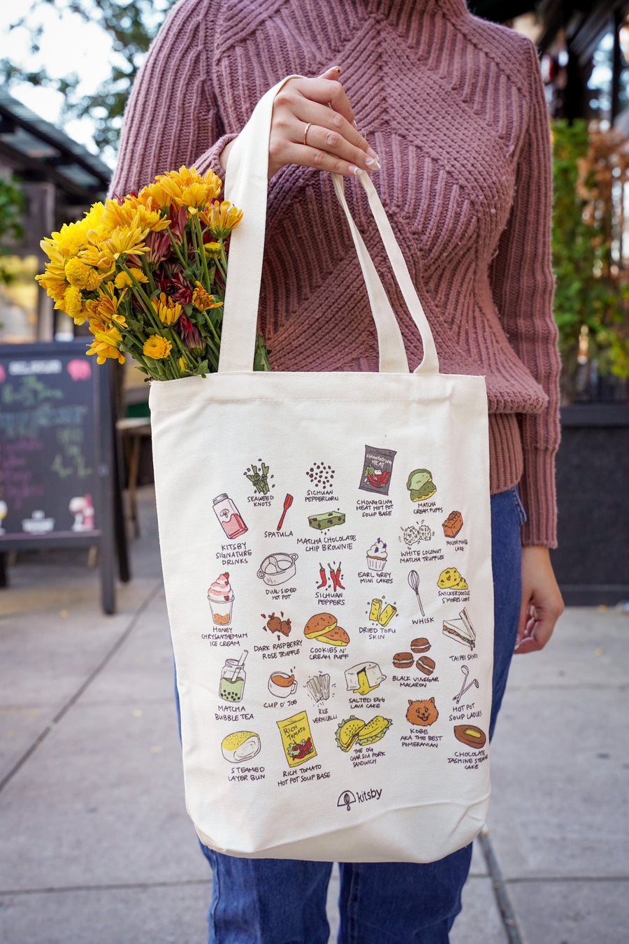 tote bag with patches